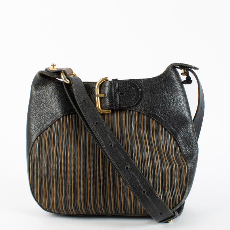 Authentic Second Hand Delvaux Black Toile De Cuir Chardonnay Crossbody on Labellov.com