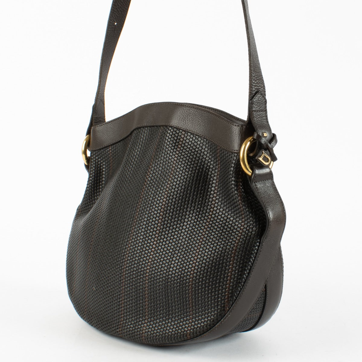 Authentic preloved Delvaux Brown Toile De Cuir Half Moon Bag on Labellov.com
