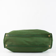 Authentic pre-loved Prada Green Large Logo Jacquard Tote on Labellov.com