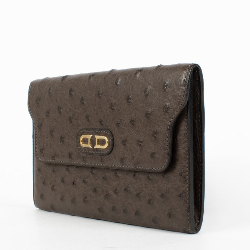 Authentic Preloved Delvaux Palissandre Ostrich Long Wallet on Labellov.com