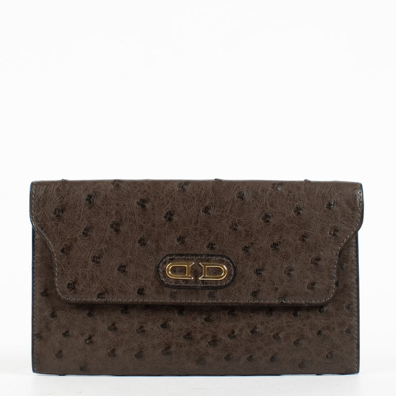 Authentic Preloved Delvaux Palissandre Ostrich Long Wallet on Labellov.com