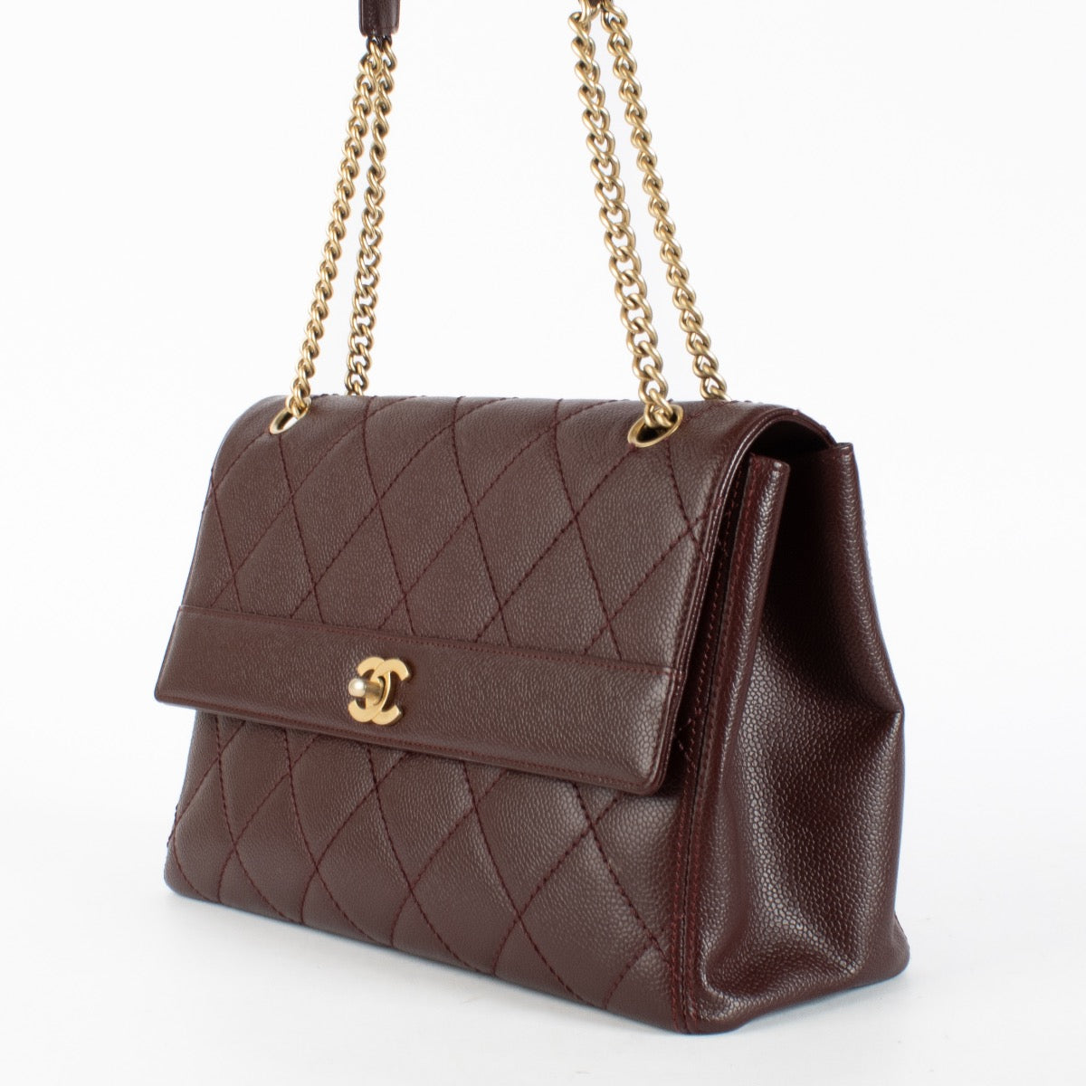 Authentic Preloved Chanel Burgundy Caviar Classic Flap Bag on Labellov.com