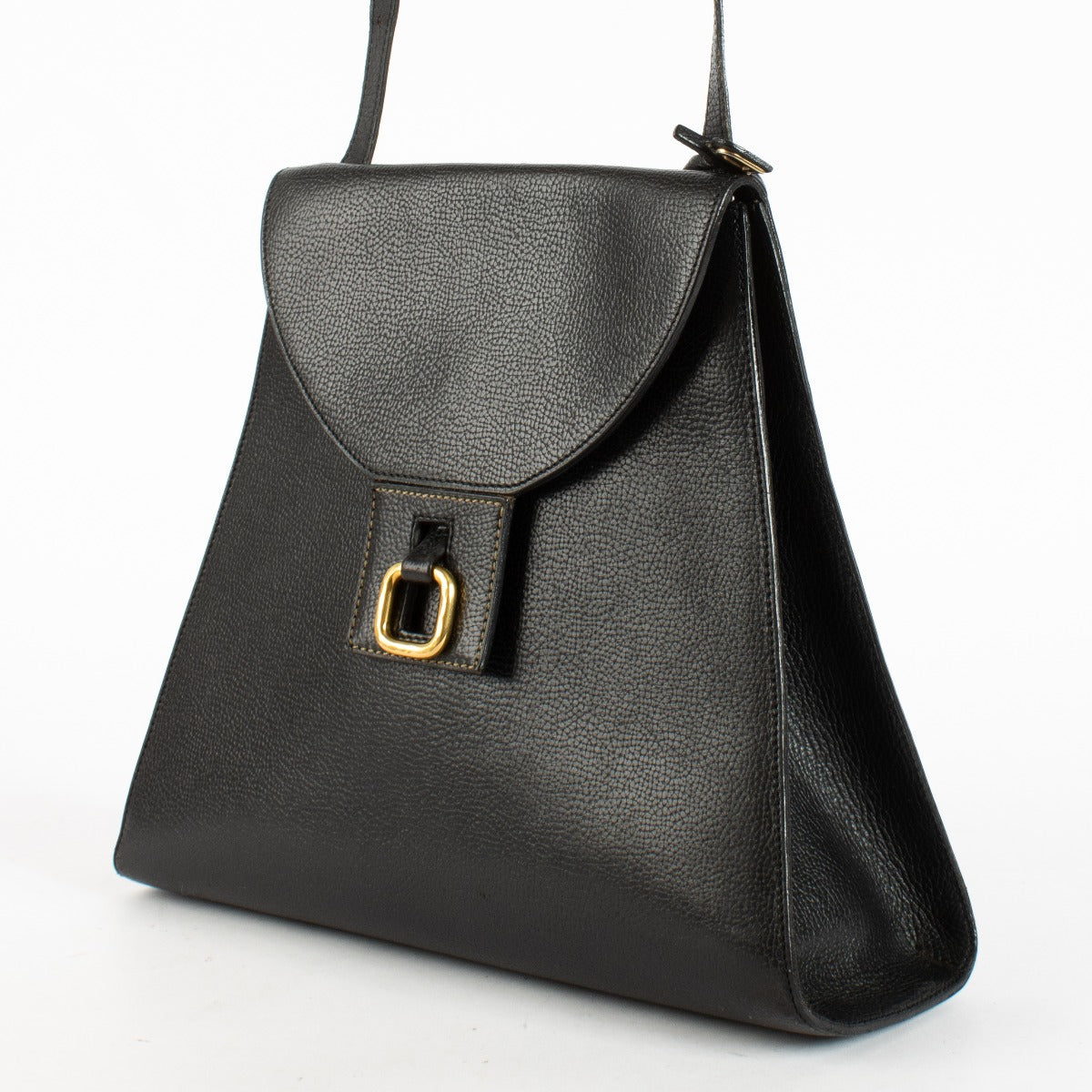 Delvaux Black Clé de Fa Shoulder Bag with gold buckle at Labellov.com