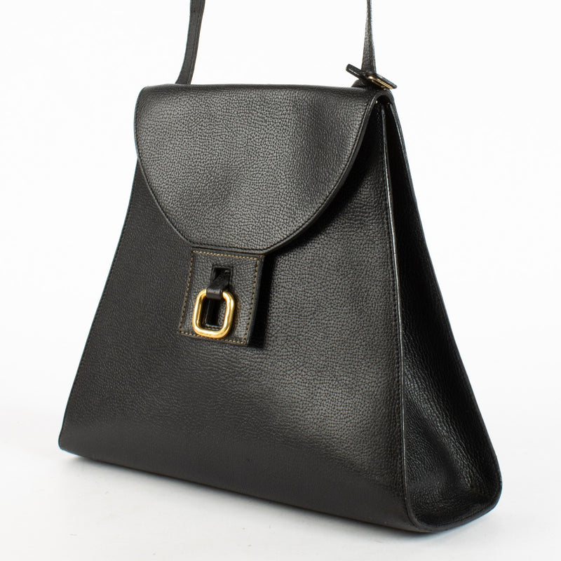 Delvaux Black Clé de Fa Shoulder Bag with gold buckle at Labellov.com
