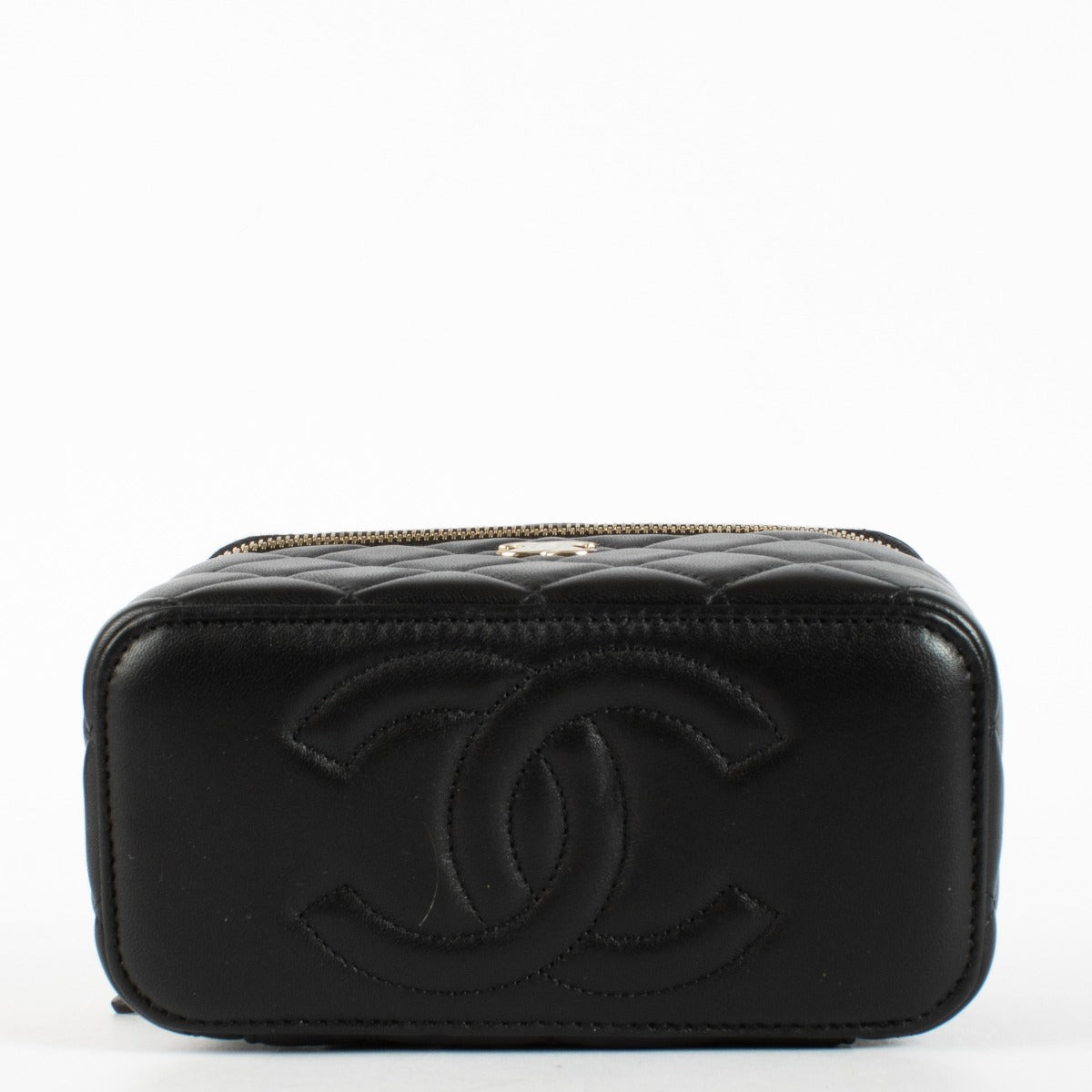 Vanity longue Chanel en agneau noir avec chaîne