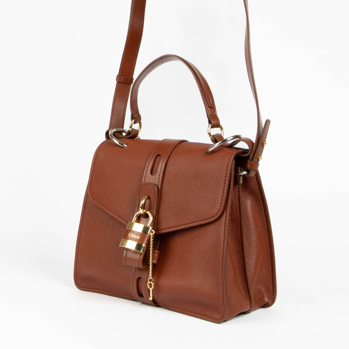 Authentic pre-loved Chloé Sepia Brown Medium Aby Day Lock Shoulder Bag on Labellov.com