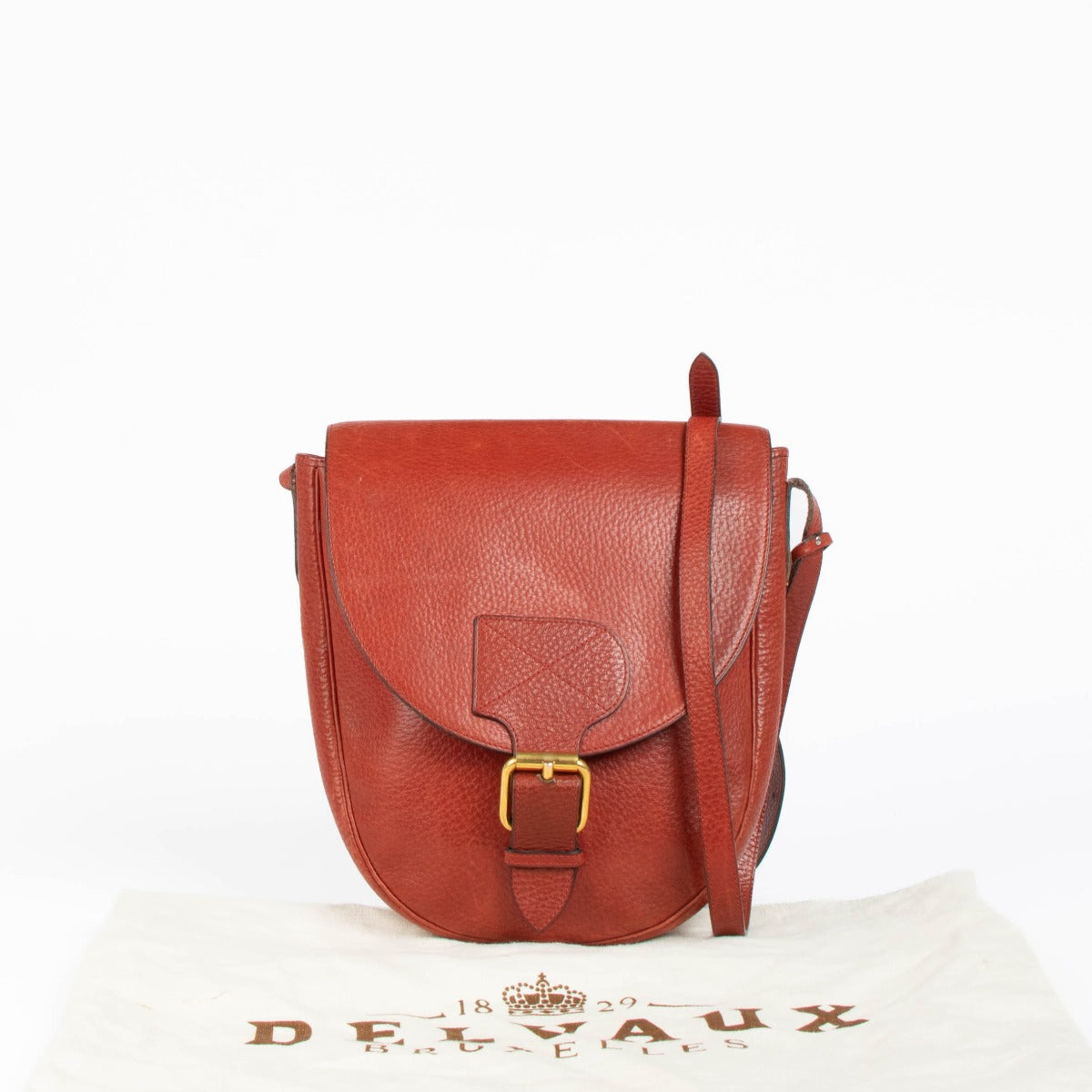 Sac bandoulière vintage Delvaux en cuir rouge