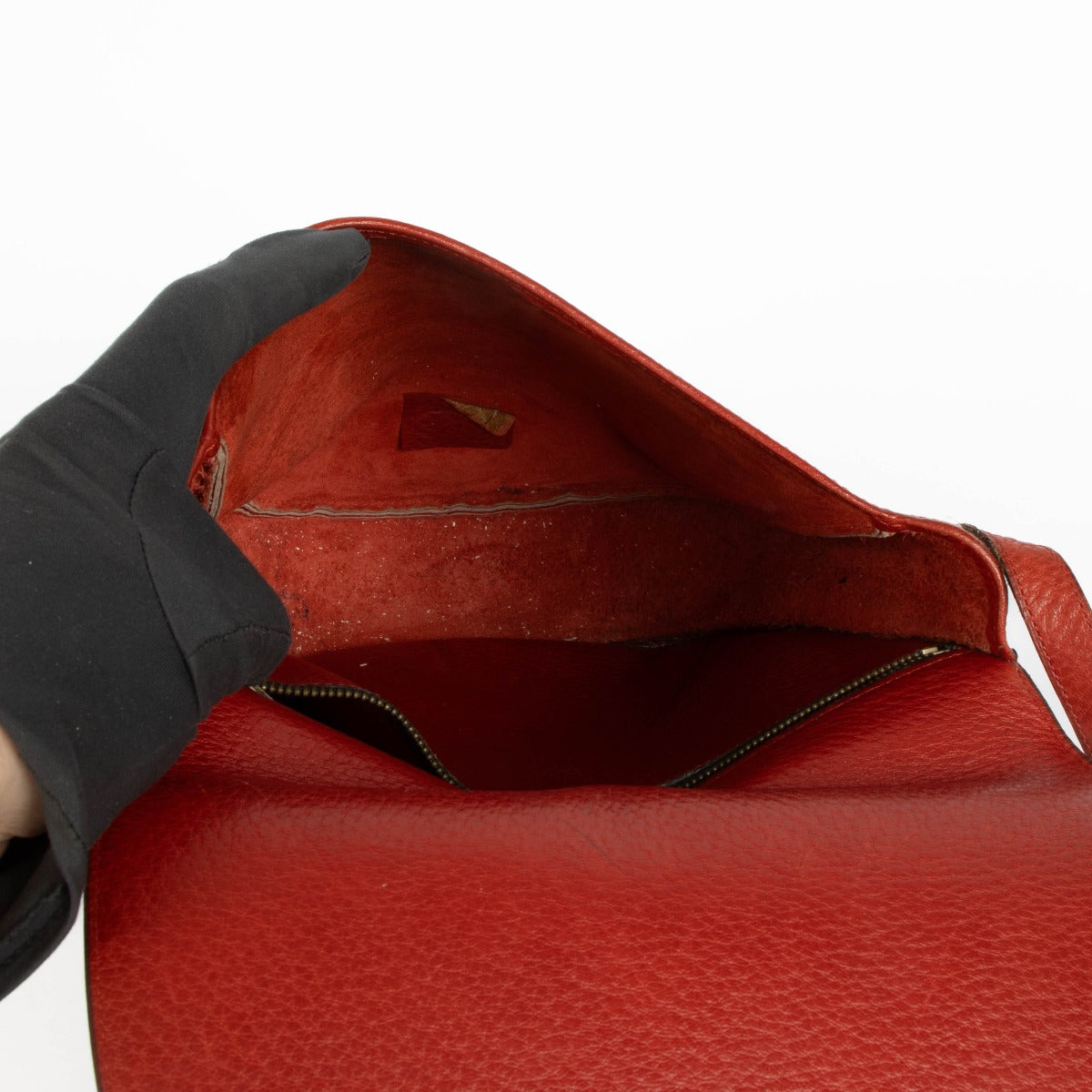 Sac bandoulière vintage Delvaux en cuir rouge