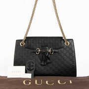 Gucci Black Guccissima Emily Chain Shoulder Bag