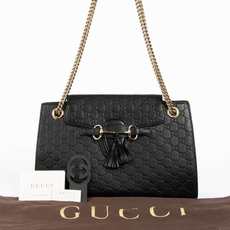 Gucci Black Guccissima Emily Chain Shoulder Bag