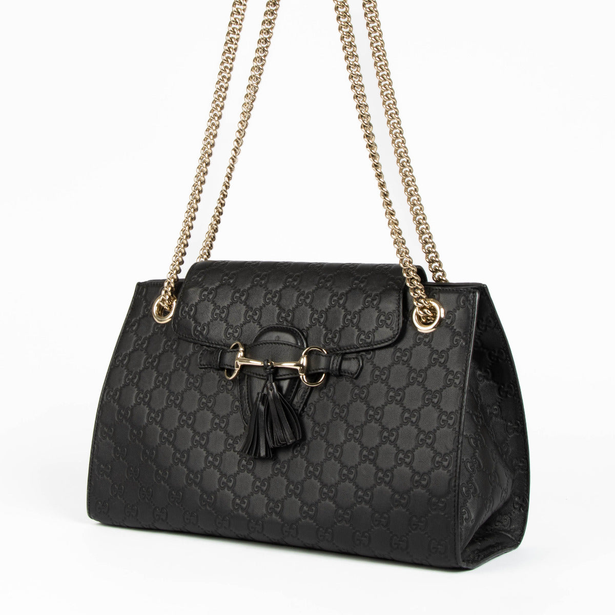 Gucci Black Guccissima Emily Chain Shoulder Bag aan de beste prijs