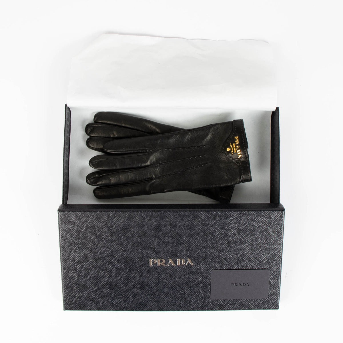 Shop Authentic Prada Black Leather Gloves on Labellov.com