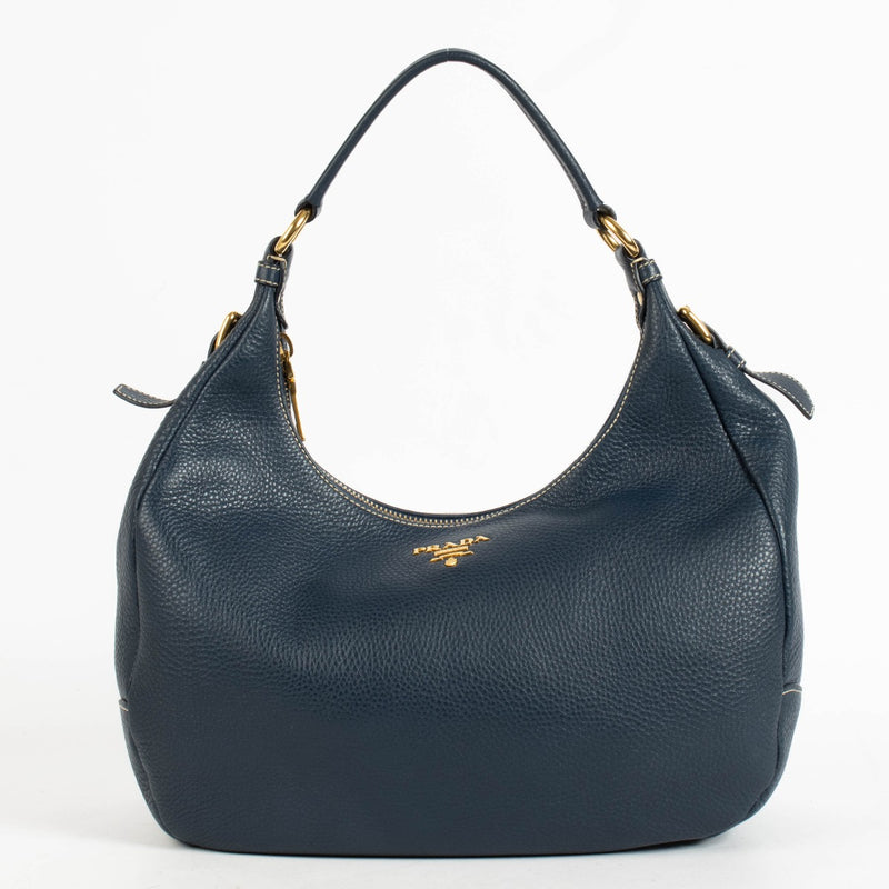 Shop the authentic Prada Blue Leather Hobo Bag second hand on Labellov.com