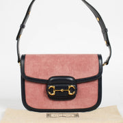 Shop the authentic pre-loved Gucci Pink Corduroy Horsebit 1955 Medium Shoulder Bag on Labellov.com