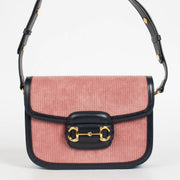Shop the authentic pre-loved Gucci Pink Corduroy Horsebit 1955 Medium Shoulder Bag on Labellov.com