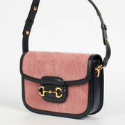 Shop the authentic pre-loved Gucci Pink Corduroy Horsebit 1955 Medium Shoulder Bag on Labellov.com