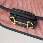 Shop the authentic pre-loved Gucci Pink Corduroy Horsebit 1955 Medium Shoulder Bag on Labellov.com