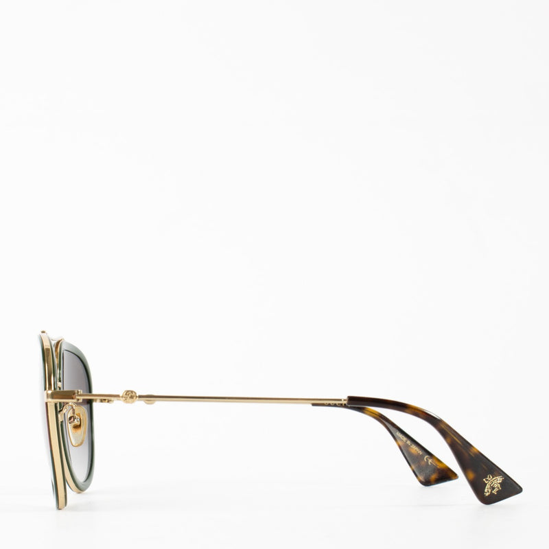 Gucci green and red aviator sunglasses with gold frame and gradient lenses – Labellov.com