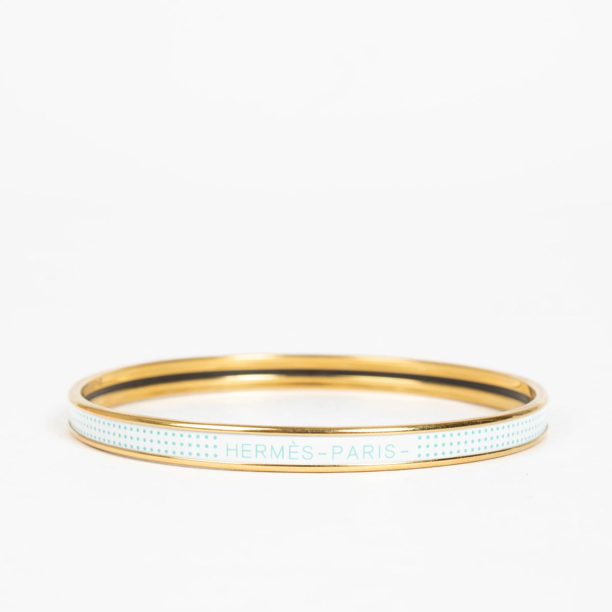 Hermès Gold/Wit Extra Smalle Uni Armband - Maat S