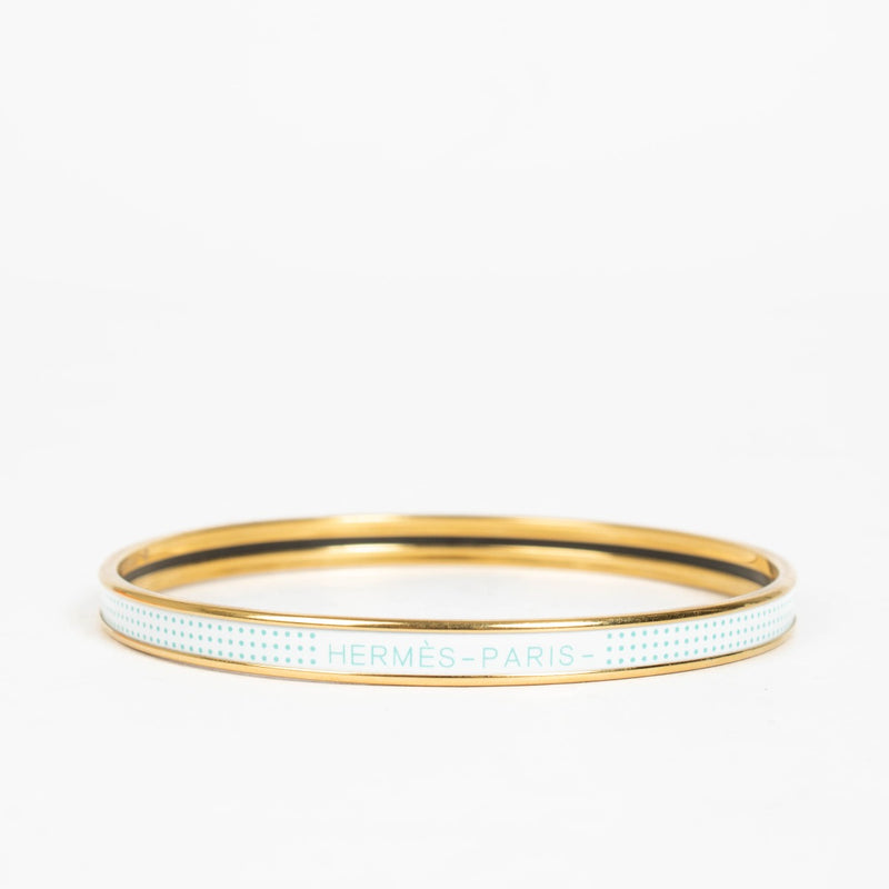 Hermès Gold/White Extra Narrow Uni Bracelet - Size S