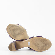 Purple Hermès leather sandals with front edge wear and minor sole wear at Labellov.com