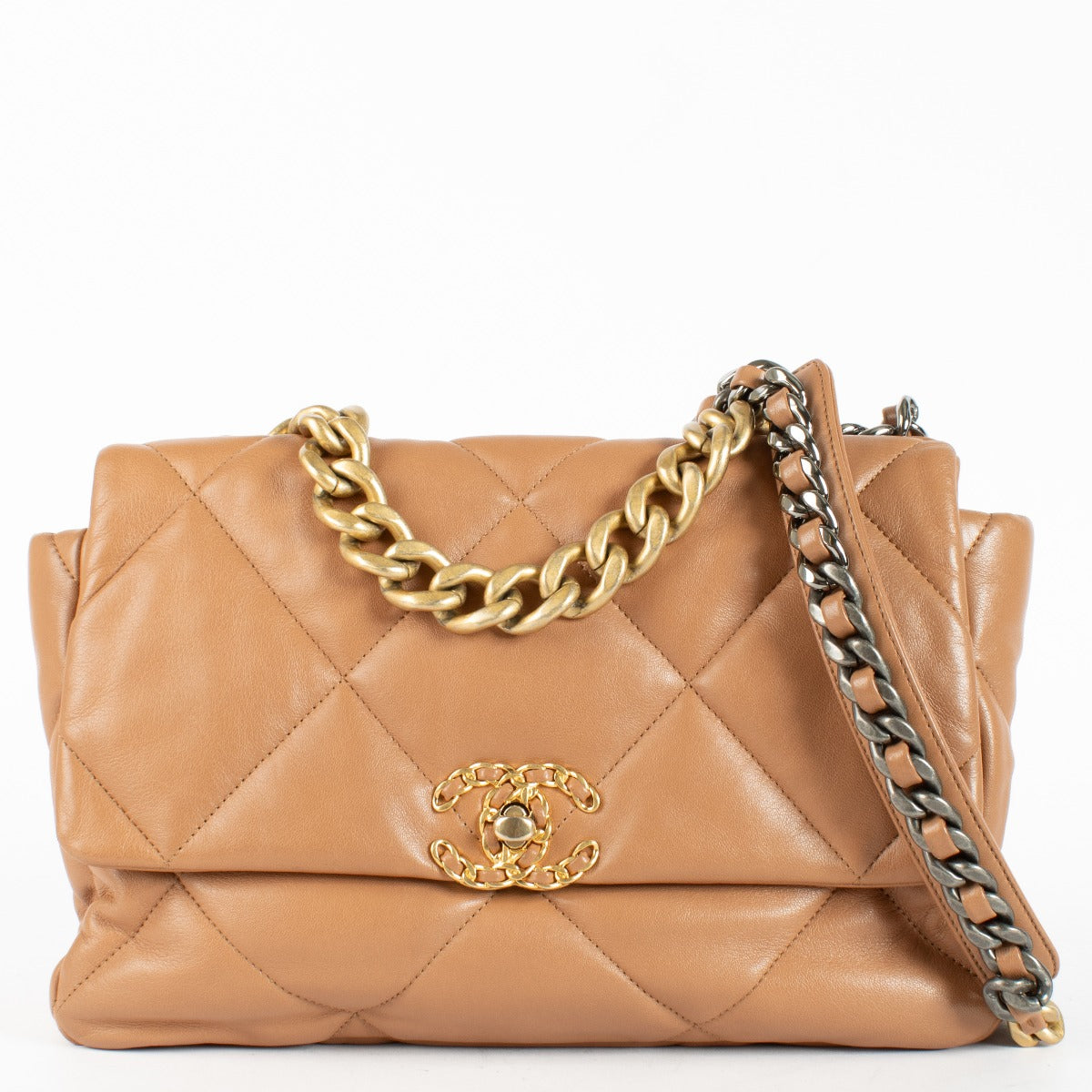 Authentic second-hand Chanel Dark Beige Large Chanel 19 Bag on labellov.com