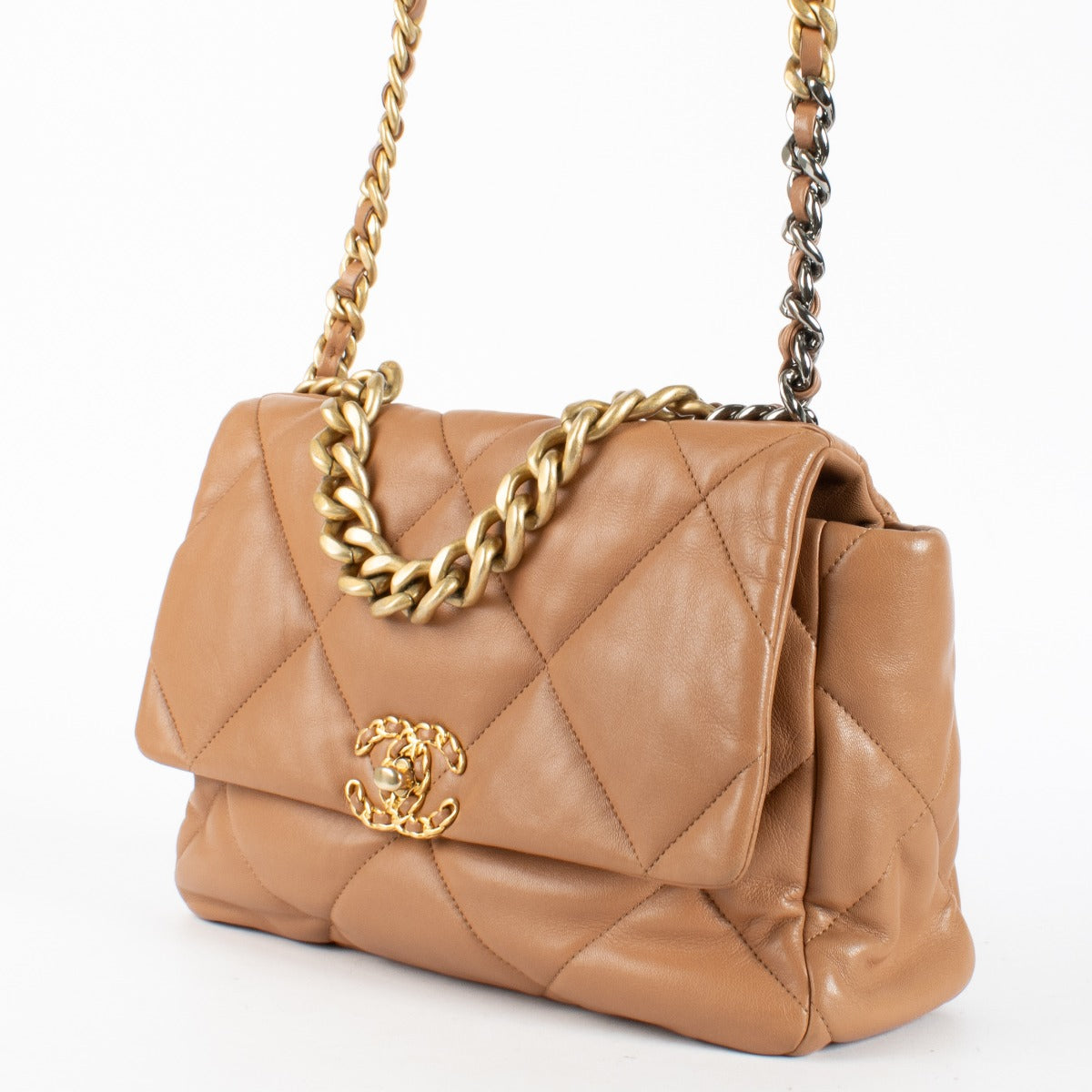 Authentic second-hand Chanel Dark Beige Large Chanel 19 Bag on labellov.com