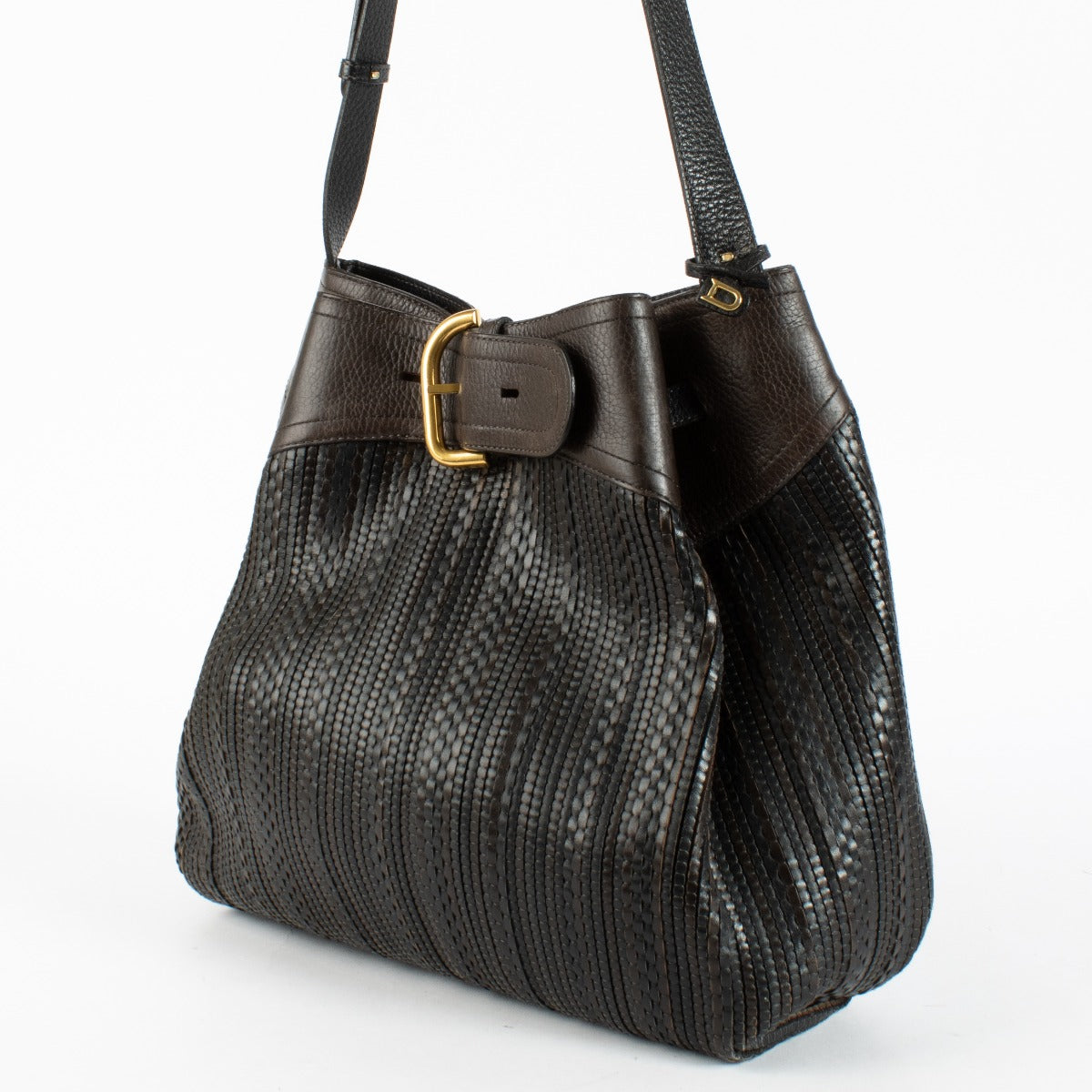 Authentic pre-loved Delvaux Brown Toile de Cuir Souverain Shoulder Bag on Labellov.com