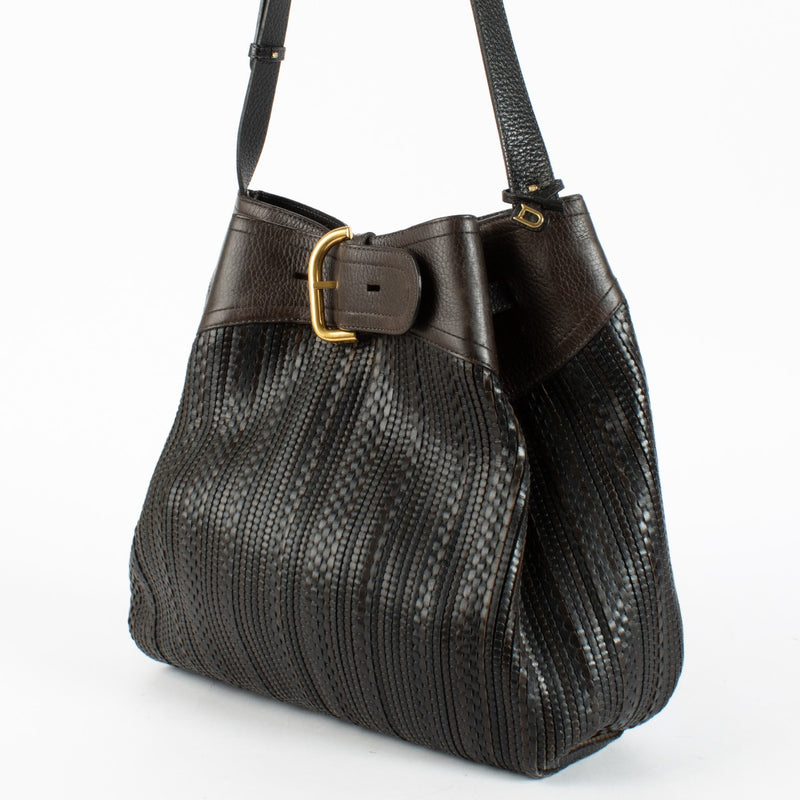 Authentic pre-loved Delvaux Brown Toile de Cuir Souverain Shoulder Bag on Labellov.com