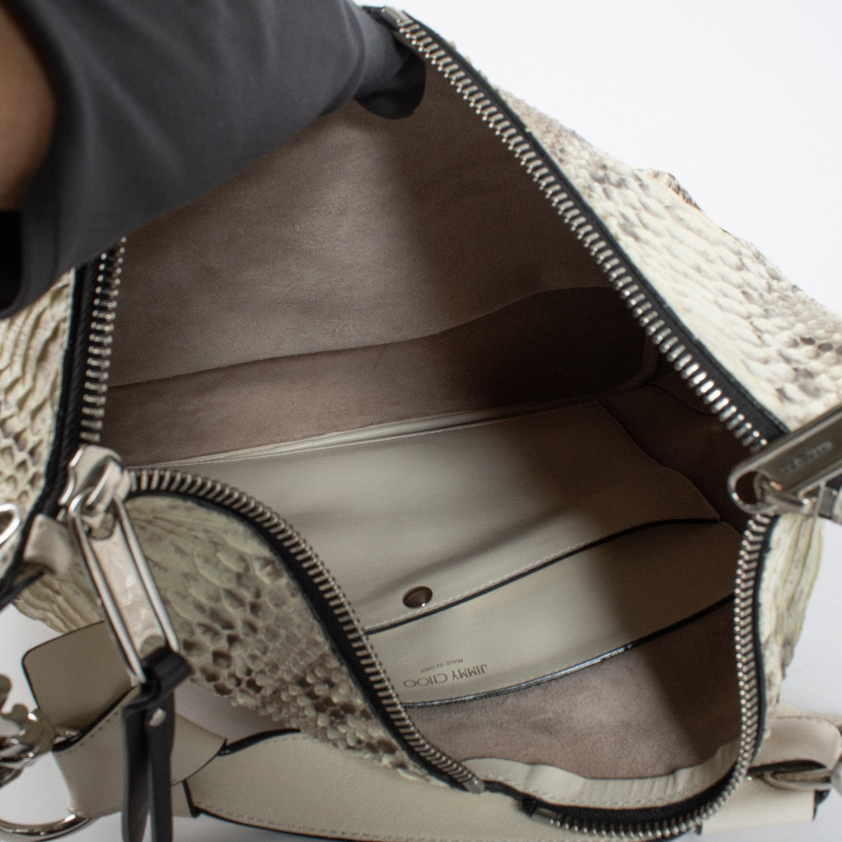 Authentic Preloved Jimmy Choo Grey Snakeskin Shoulder bag on labellov.com