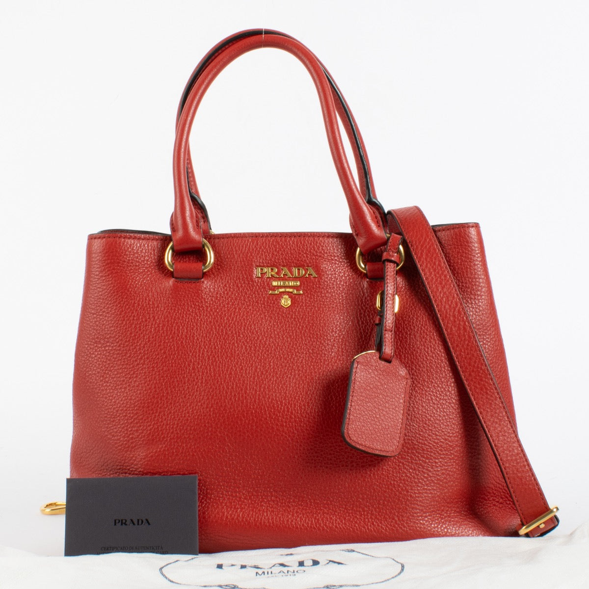 Authentic Preloved Prada Red Vitello Daino Handbag on Labellov.com