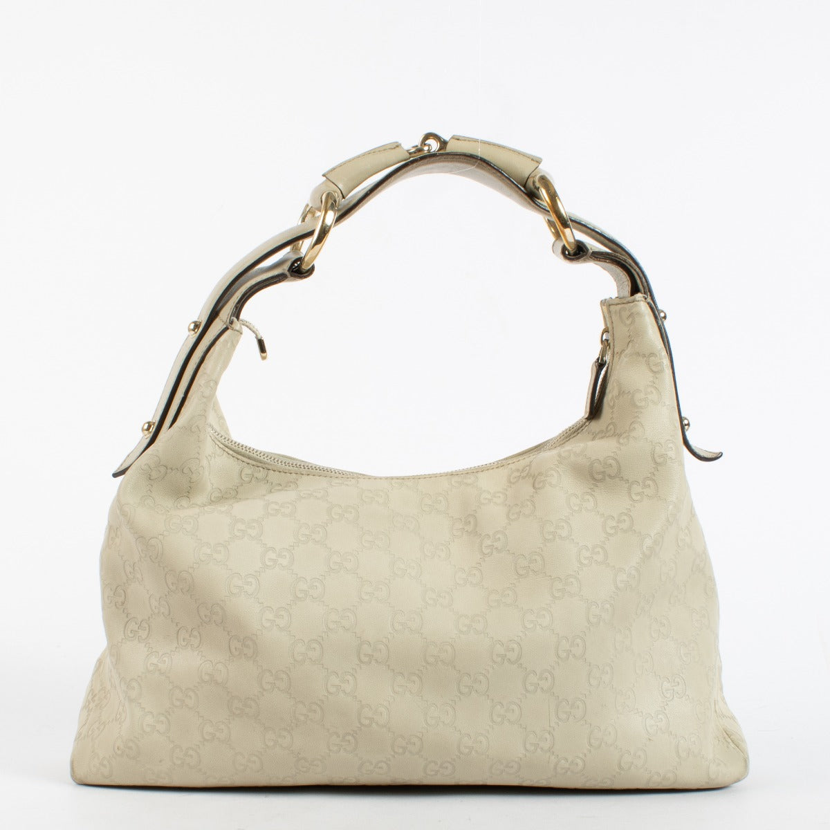 Authentic pre-loved Gucci Beige Guccissima Horsebit Small Hobo Bag on Labellov.com