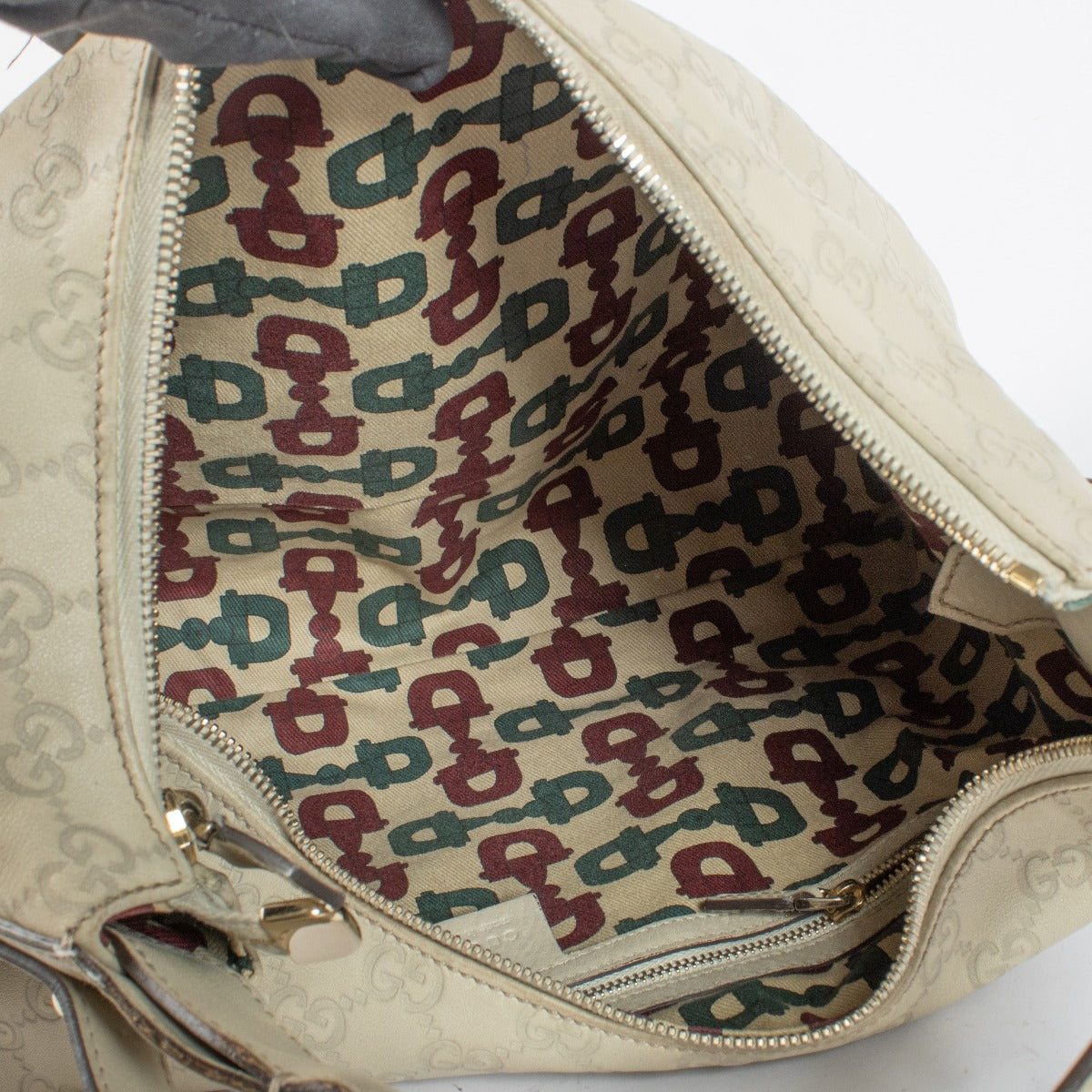 Authentic pre-loved Gucci Beige Guccissima Horsebit Small Hobo Bag on Labellov.com