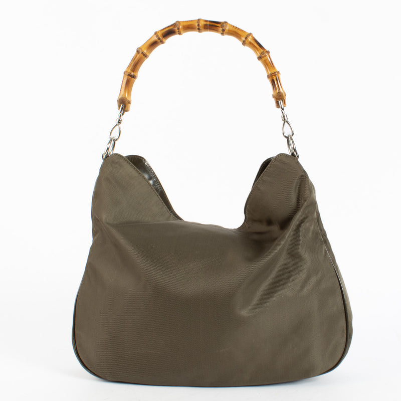 Gucci Khaki Green Nylon Large Diana Shoulder Bag