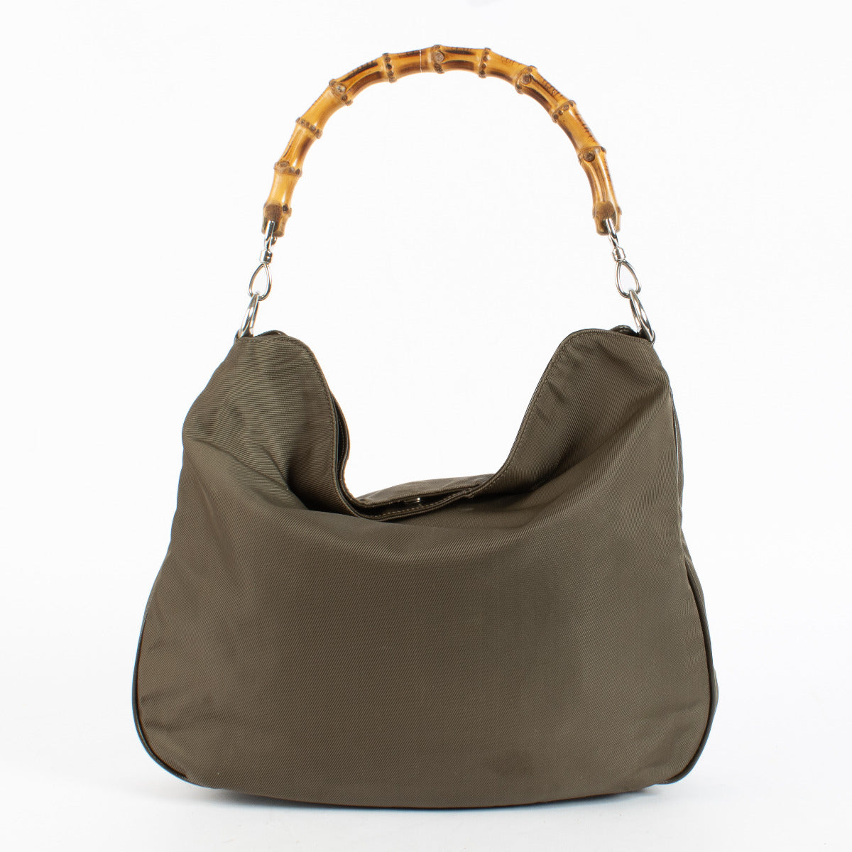 Gucci Khaki Green Nylon Large Diana Shoulder Bag