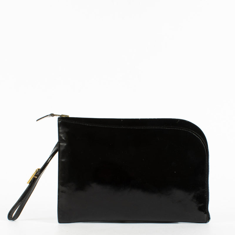 Delvaux Vintage Black Patent Clutch