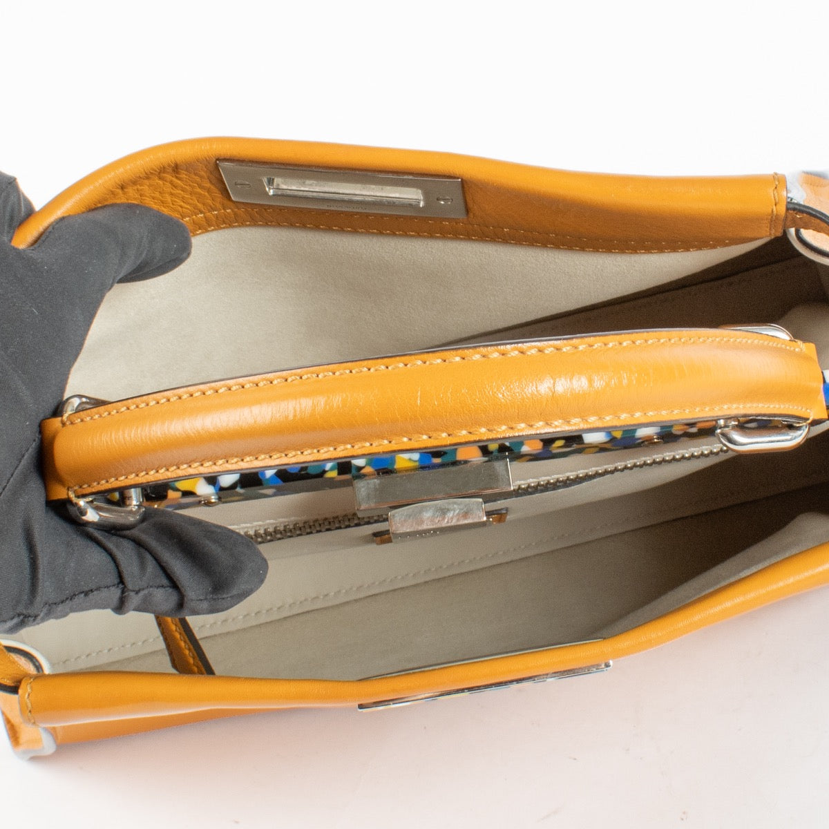 Authentic Second Hand Fendi Ginger Latte Granite Medium Peekaboo Bag on Labellov.com