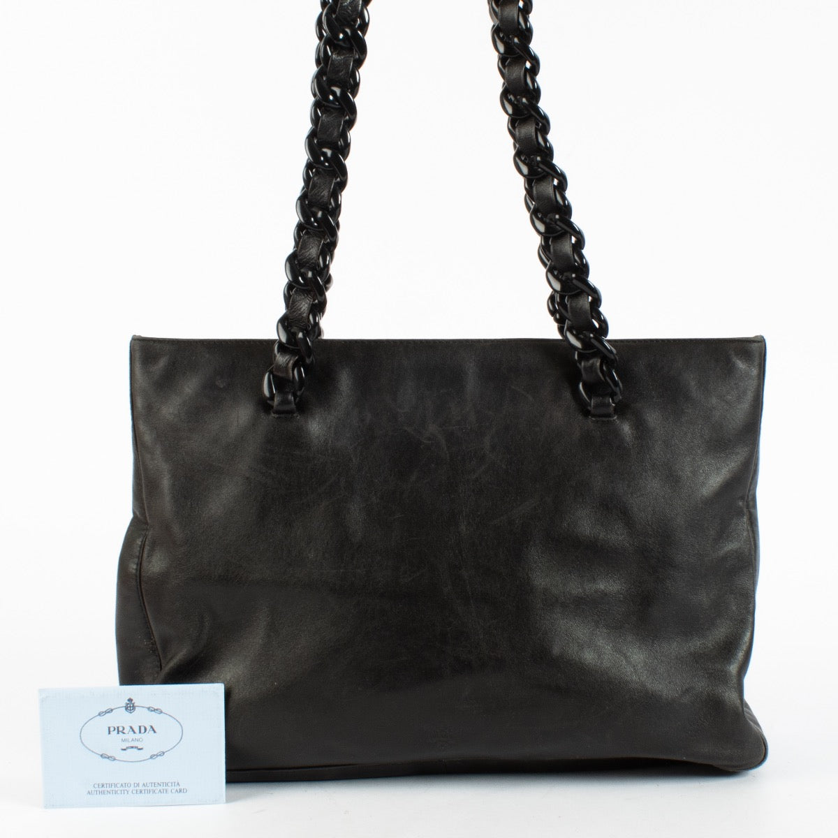 Authentic Second Hand Prada Black Chained Shoulder Bag on Labellov.com