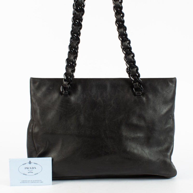 Authentic Second Hand Prada Black Chained Shoulder Bag on Labellov.com