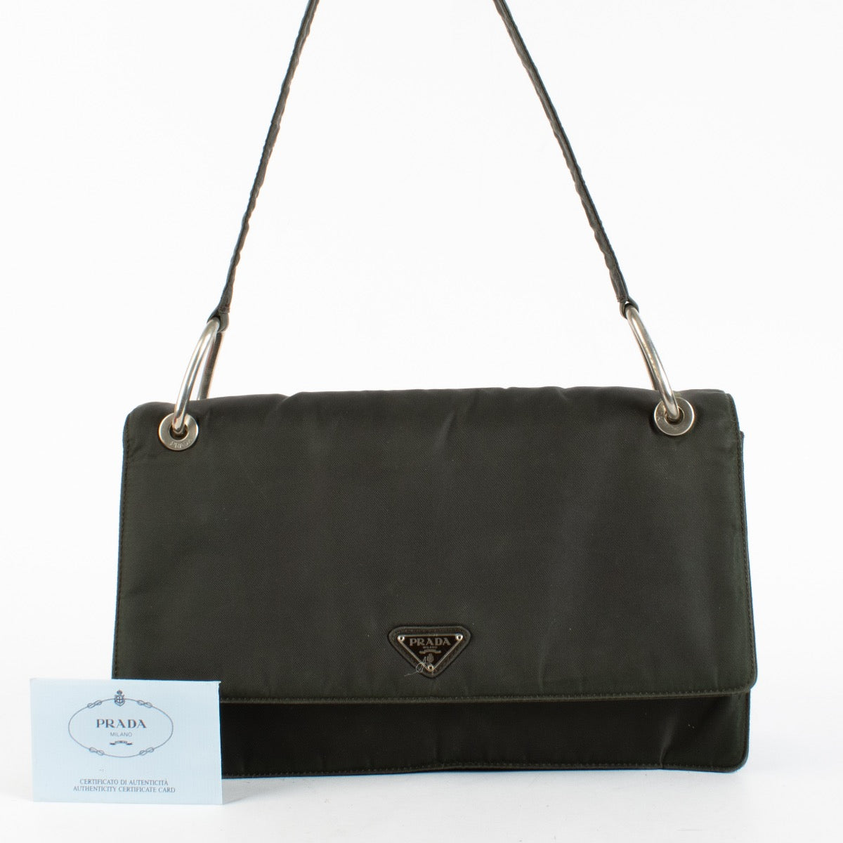 Authentic Second Hand Prada Green Tessuto Nylon Shoulder Bag on Labellov.com