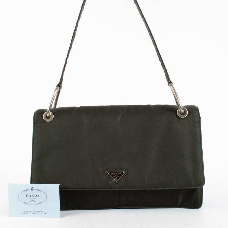 Authentic Second Hand Prada Green Tessuto Nylon Shoulder Bag on Labellov.com