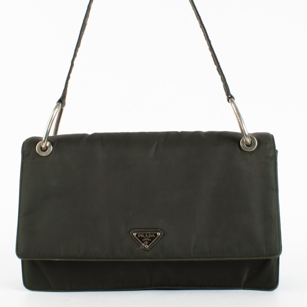 Authentic Second Hand Prada Green Tessuto Nylon Shoulder Bag on Labellov.com