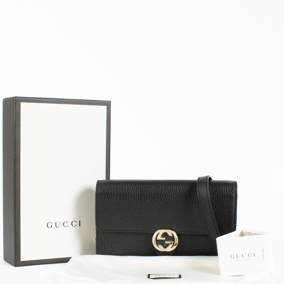 Authentic Second Hand Gucci Black Wallet On Chain Crossbody on Labellov.com