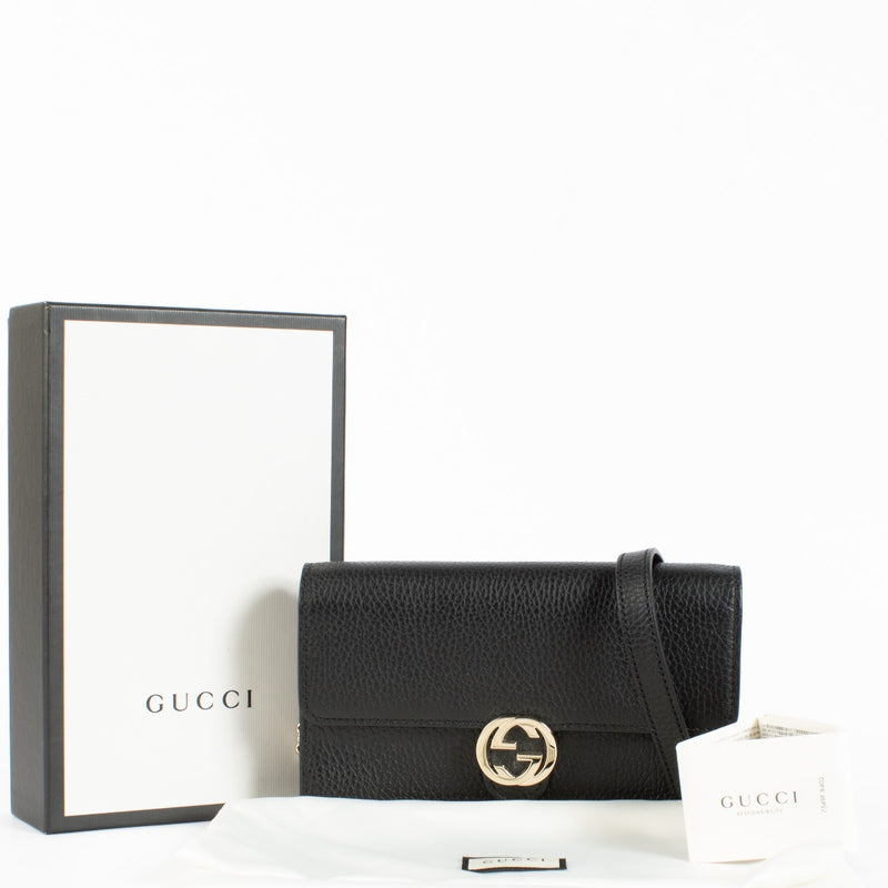 Authentic Second Hand Gucci Black Wallet On Chain Crossbody on Labellov.com