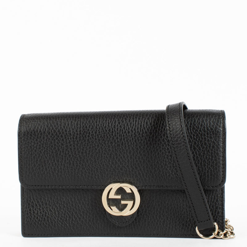 Authentic Second Hand Gucci Black Wallet On Chain Crossbody on Labellov.com