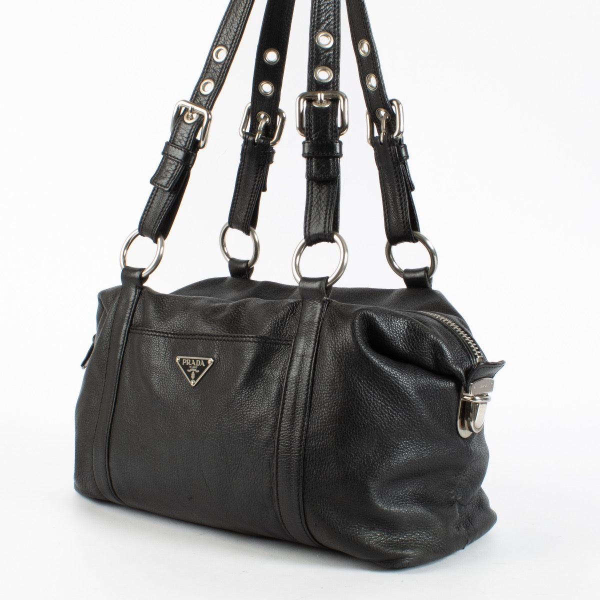 Authentic Second Hand Prada Black Leather Vintage Bag on Labellov.com