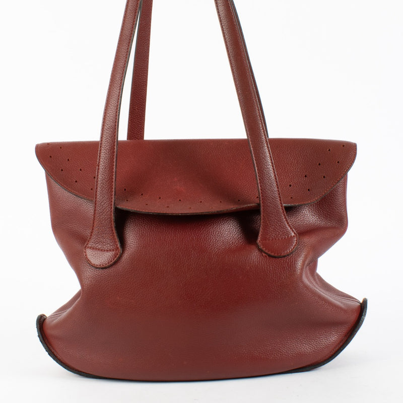 Delvaux Burgundy Mémoire leather shoulder bag in grained burgundy leather at Labellov.com
