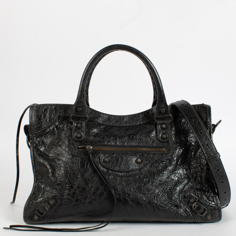 Shop the authentic Balenciaga Black Arena Le Cité Medium Bag second hand on Labellov.com.