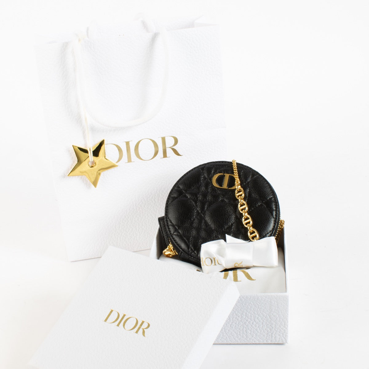 Christian Dior Black Caro Round Pouch Crossbody Bag – Labellov