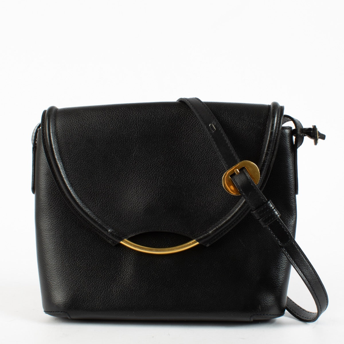 Delvaux Black Éclair Crossbody Bag in smooth leather with gold-tone detail at Labellov.com